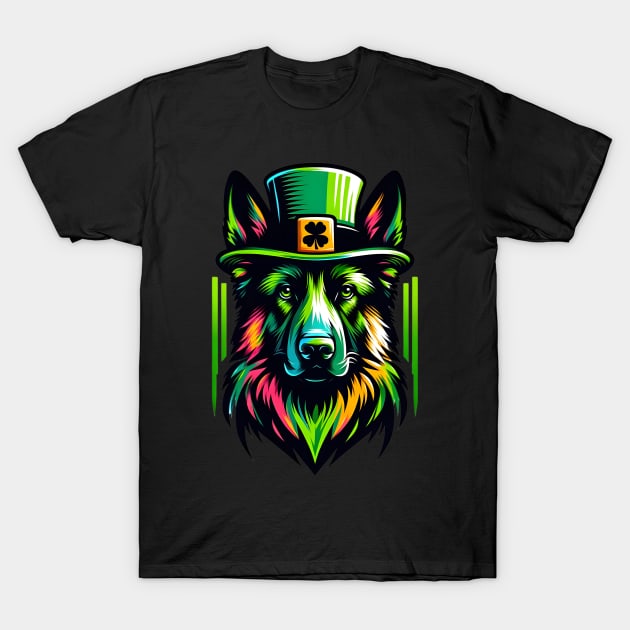 Dutch Shepherd Enjoys St Patrick's Day Festivities T-Shirt by ArtRUs